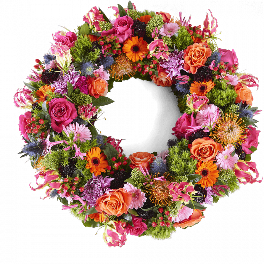 Colorful Round Wreath with Flowers